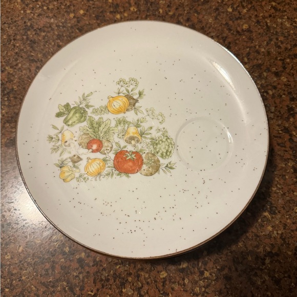 Vintage Inarco Japan Speckled Mushroom Vegetables Snack Plates - Picture 1 of 3